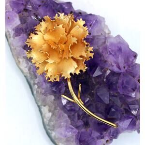 Mid-Century Giovanni Gold Tone Carnation Floral Brooch